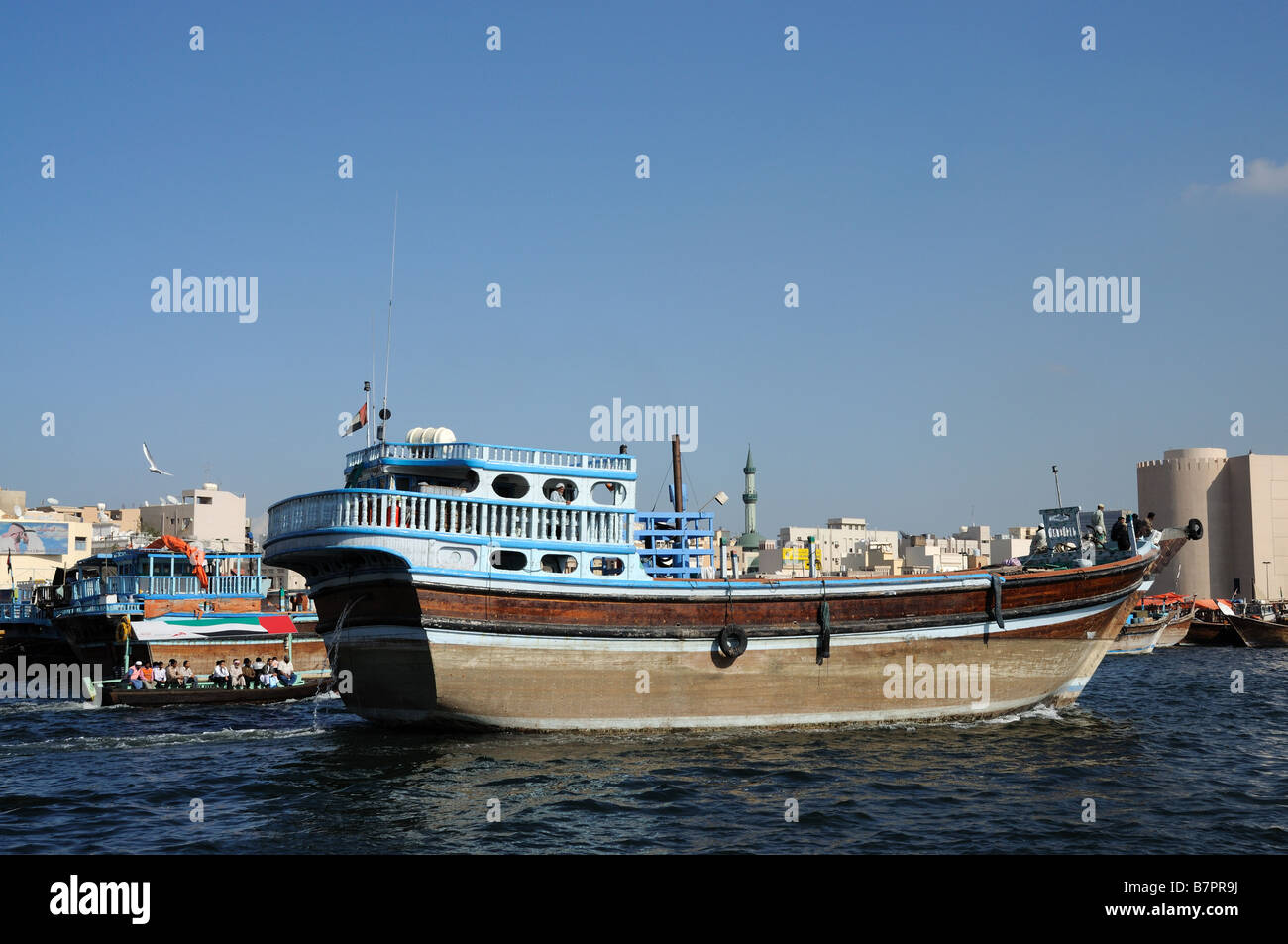 Dhau am Dubai Creek, Vereinigte Arabische Emirate Stockfoto