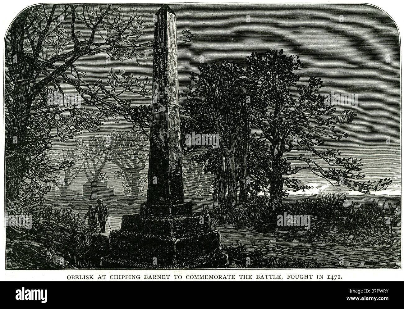 Obelisk in chipping Barnet zum Gedenken an die Schlacht kämpfte in 1471 die Stadt war Schauplatz der Schlacht von Barnet 1471 (mehr Stockfoto