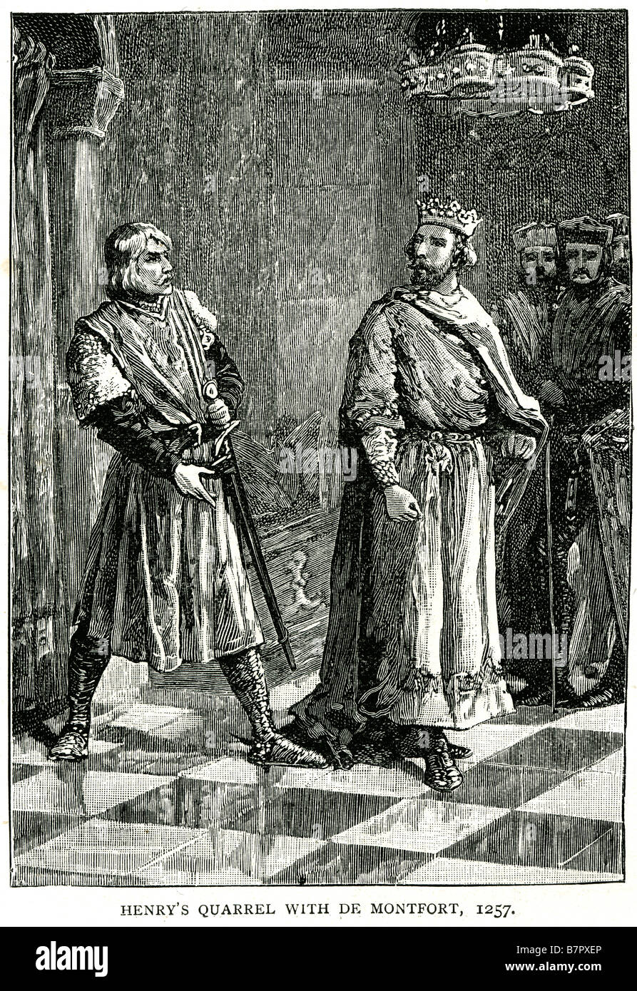 Hennry Streit De Montfort 1257 Court royal King Henry von Antiochien (geb. 1198-1217, d. Juni, 1276), [1] abwechselnd genannt Henri d Stockfoto