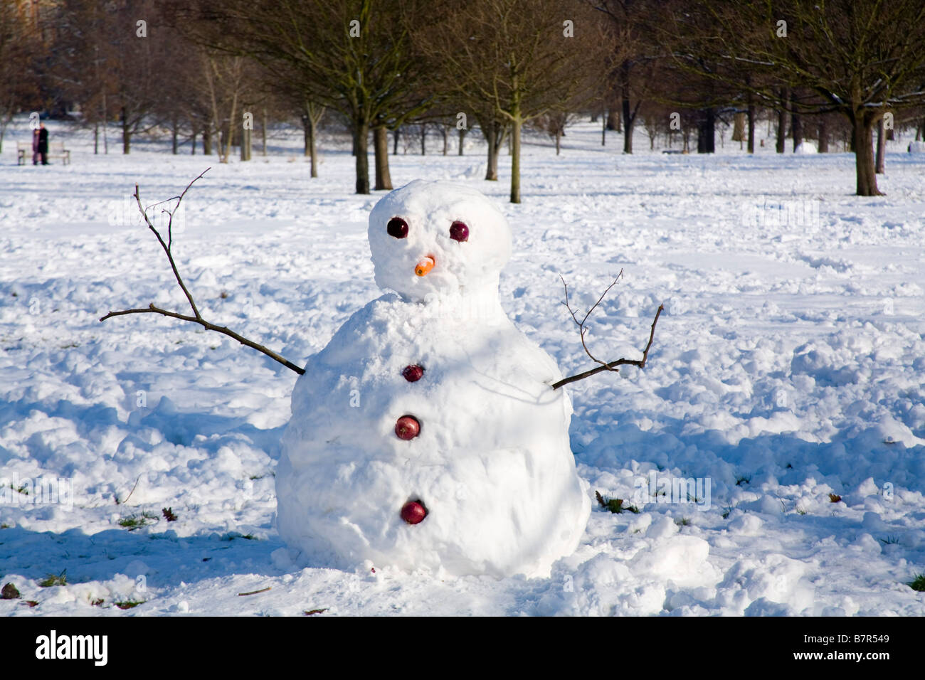 Schneemann im Hyde Park in London Stockfoto