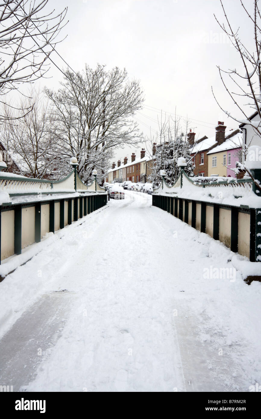 Schnee, Straße, Stadt, Weybridge, Surrey, '2. Februar 2009", 02.02.09 Winter"Schlechtwetter", Kälte, Frost, bis elmbridge Stockfoto