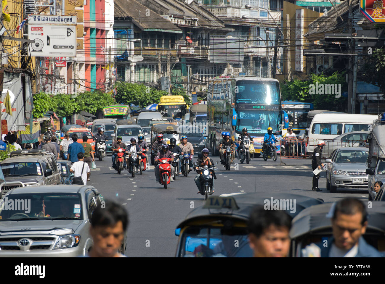 Schwerverkehr Staus Chinatown Bezirk in Bangkok Zentralthailand Stockfoto