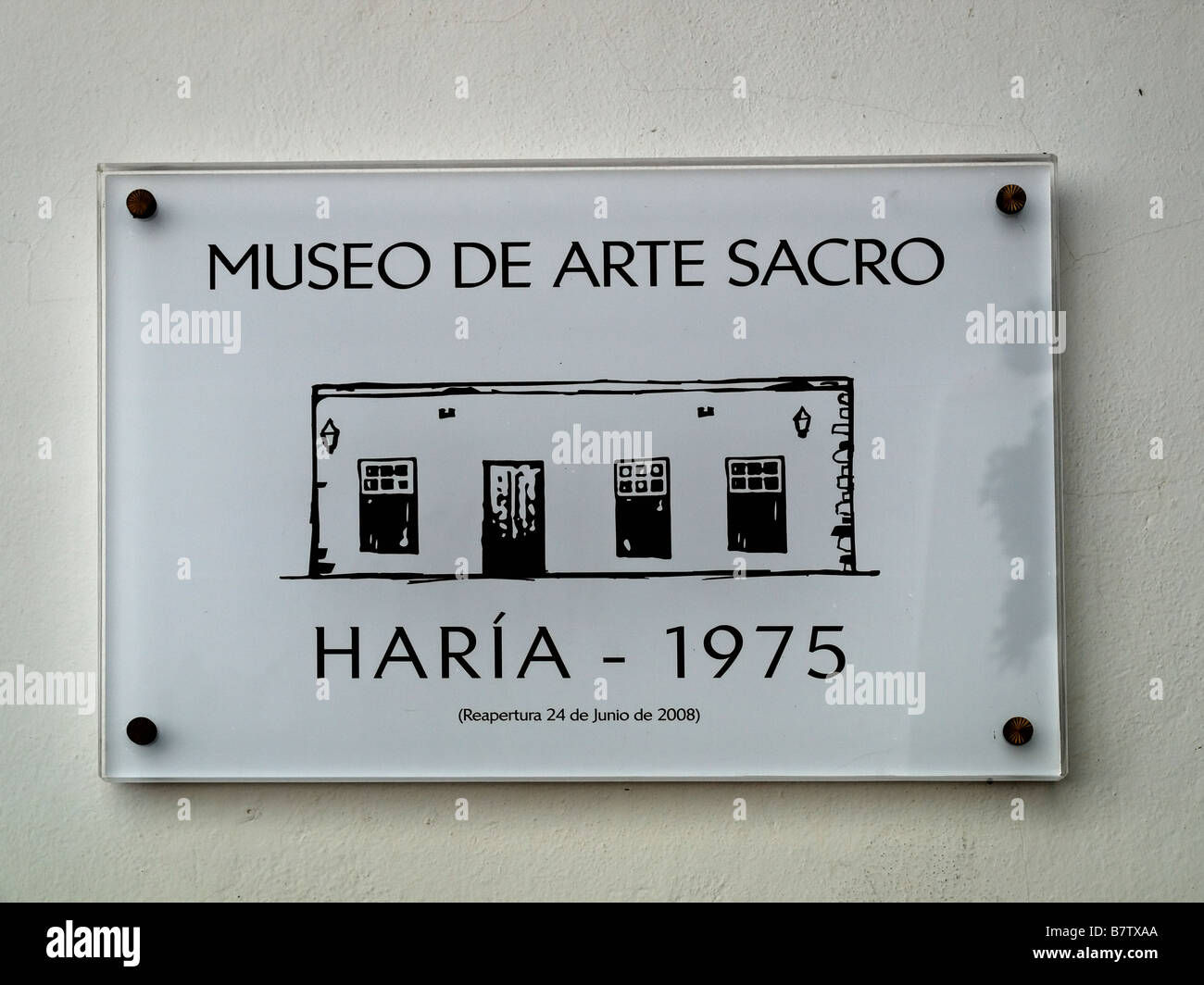 Melden Sie für Museo de Arte Sacro oder Museum für religiöse Kunst in der Stadt Square von Haria Lanzarote Kanarische Inseln Stockfoto