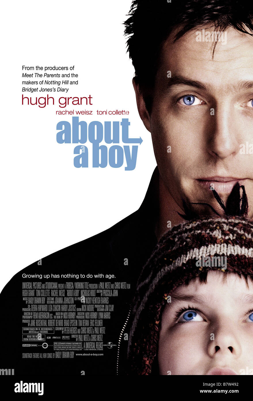 Über einen Jungen Jahr: 2002 Großbritannien/USA Hugh Grant, Nicholas Hoult Regie: Chris Weitz Paul Weitz Film Plakat (UK Stockfoto