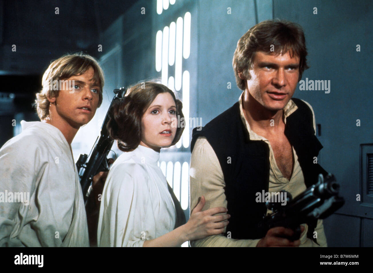 Star Wars: Episode IV - Eine neue Hoffnung Jahr: 1977 USA Mark Hamill, Carrie Fisher, Harrison Ford Regie: George Lucas Stockfoto