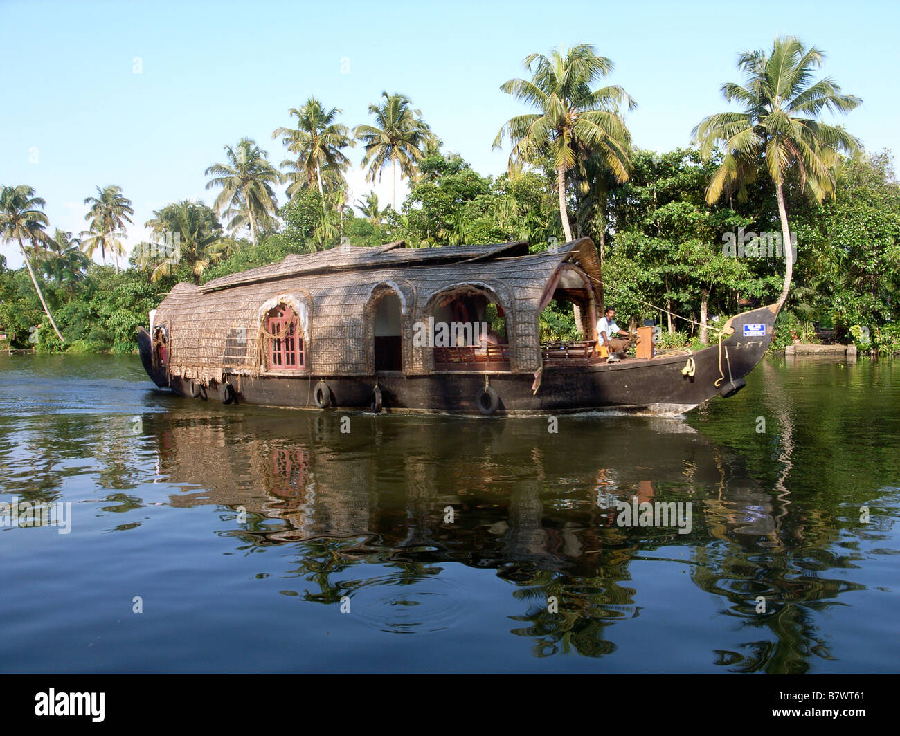 Hausboot auf den Backwaters, Kerala, Indien Stockfoto
