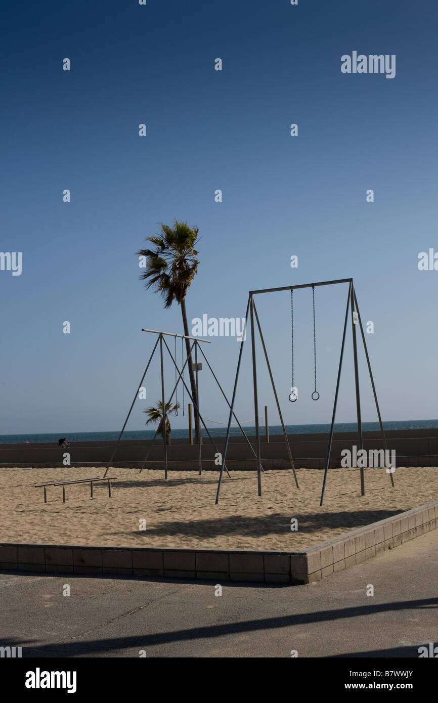 Mucsle Strand Fitnessgeräte auf Venice Beach Kalifornien USA Stockfoto