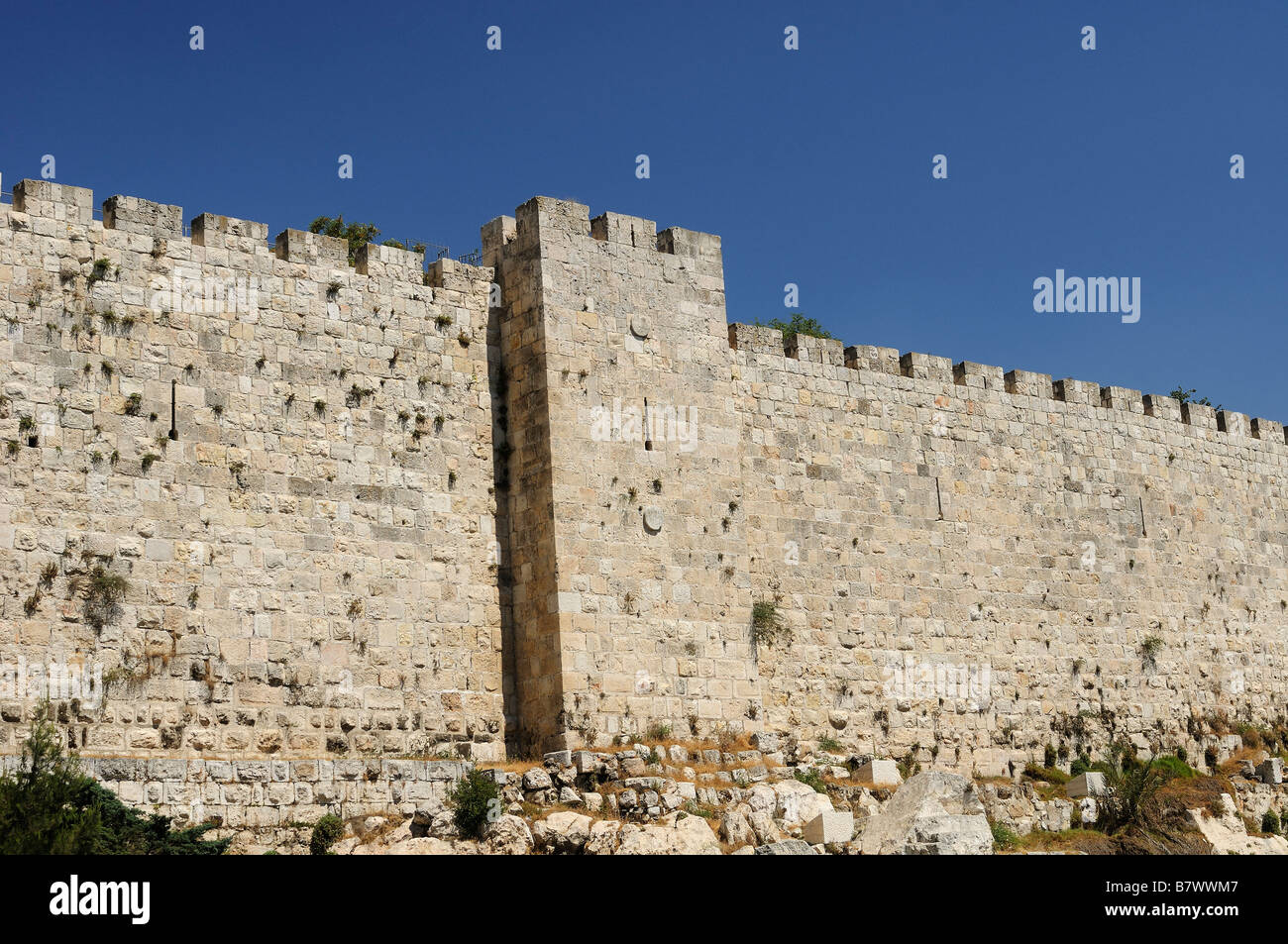 Wand von der alten Stadt Jerusalem, Israel Stockfoto