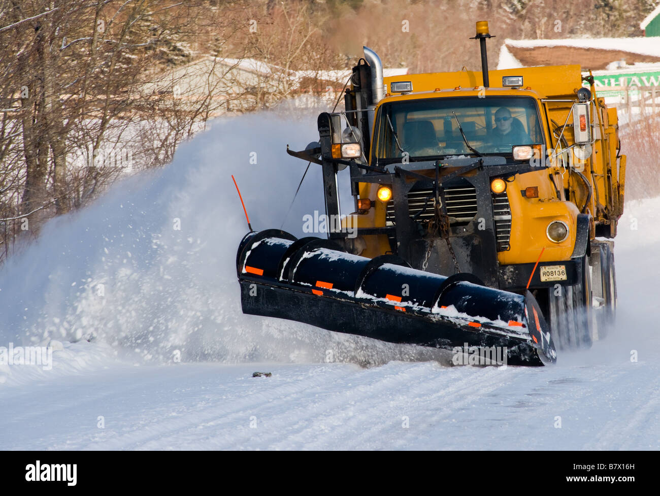 Eine Nova Scotia Department of Transportation Schneepflug LKW. Stockfoto