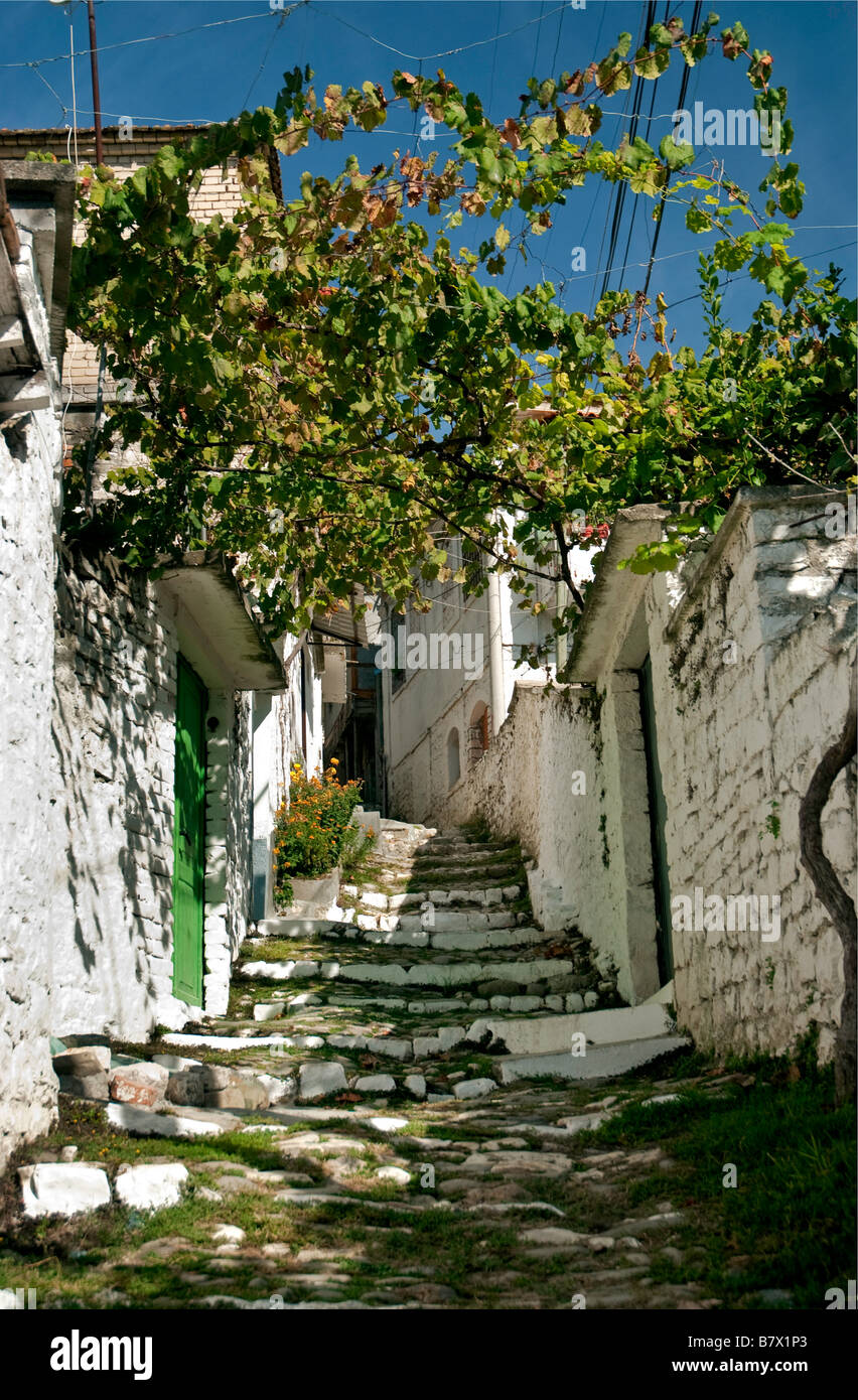 Straßen alte Stadt Berat Berati Albanien traditionelle Stockfoto