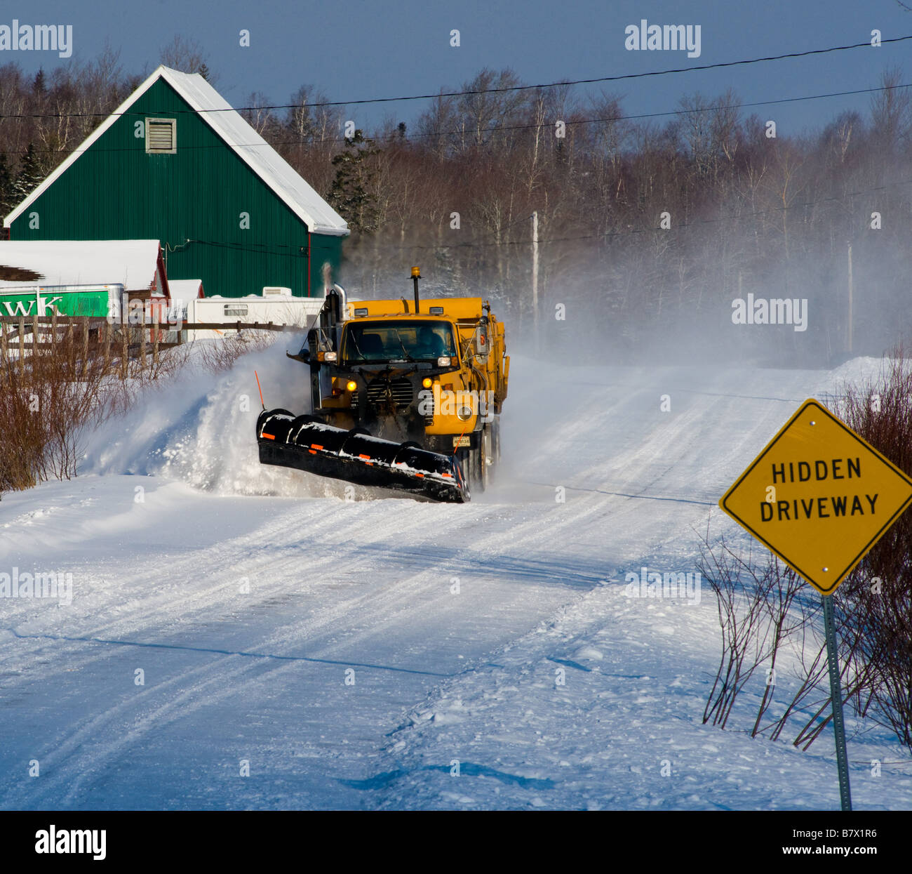 Eine Nova Scotia Department of Transportation Schneepflug LKW. Stockfoto