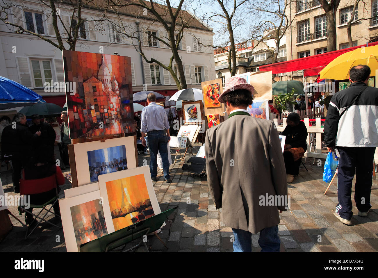 PLACE DU TERTRE MONTMARTRE PARIS Stockfoto