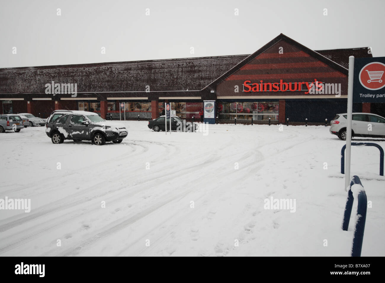 Snowbound Supermarkt Stockfoto