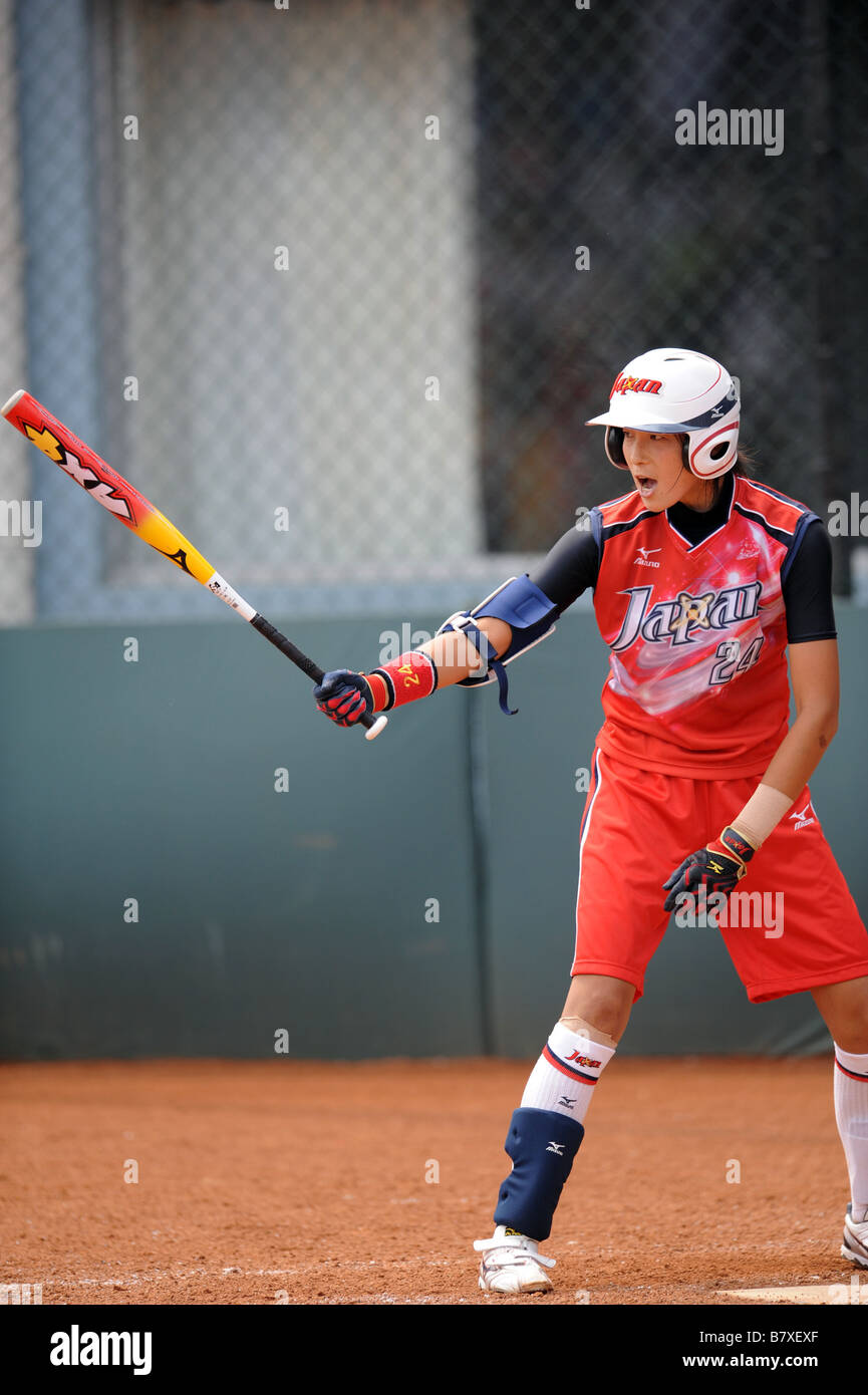 Rie Sato JPN 20. August 2008 Softball Beijing 2008 Olympischen Sommerspiele zwischen 1-4 Japan und den USA im Fengtai Sportzentrum Softball Feld Beijing China Foto von Atsushi Tomura AFLO SPORT 1035 Stockfoto
