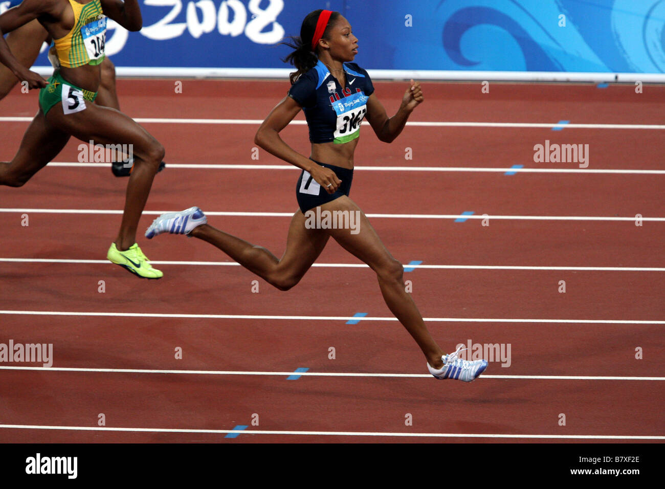 Allyson FELIX JPN 20. August 2008 Leichtathletik Damen 200 m Halbfinale während der Leichtathletik-Leichtathletik-Veranstaltung im National Stadium während der 12. Tag der 2008 Olympischen Spiele in Peking am 20. August 2008 in Peking China Photo von Koji Aoki AFLO SPORT 0008 Stockfoto