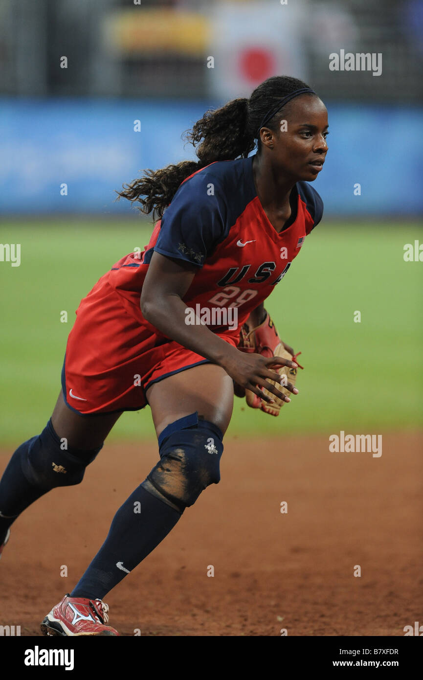 Natasha Watley USA 21. August 2008 Softball 2008 Beijing Olympischen Spiele Damen Finale Match zwischen Japan 3 1 USA bei Fengtai Sports Center Softball Feld Peking China Photo von Masakazu Watanabe AFLO 0005 Stockfoto