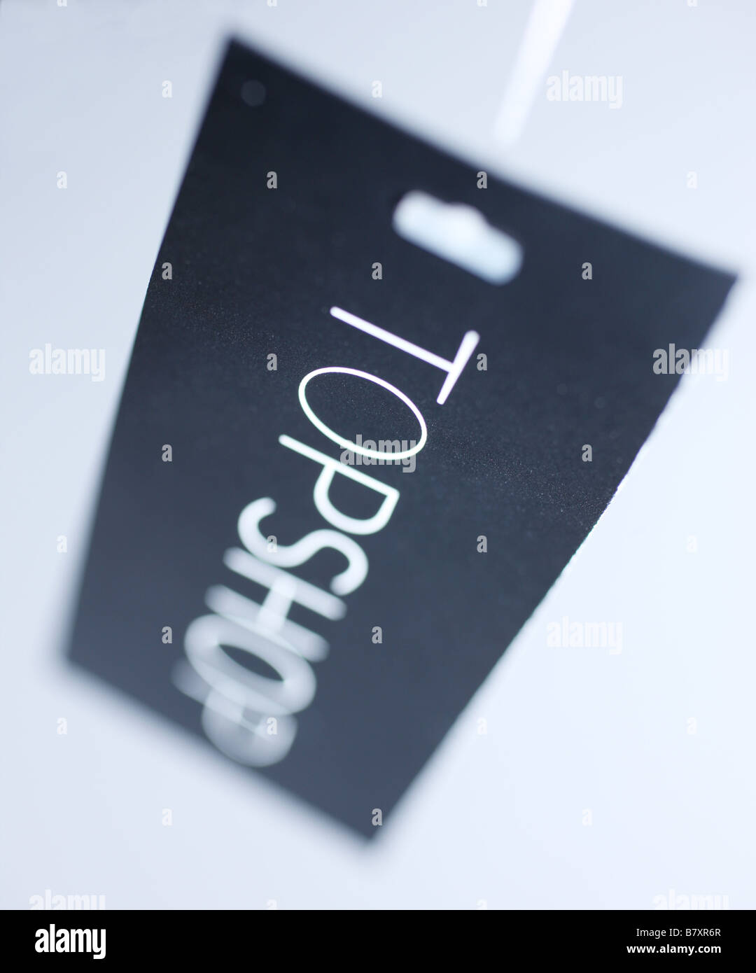 Top-Shop-Label in enger mit einer flachen Schärfentiefe fotografiert Stockfoto