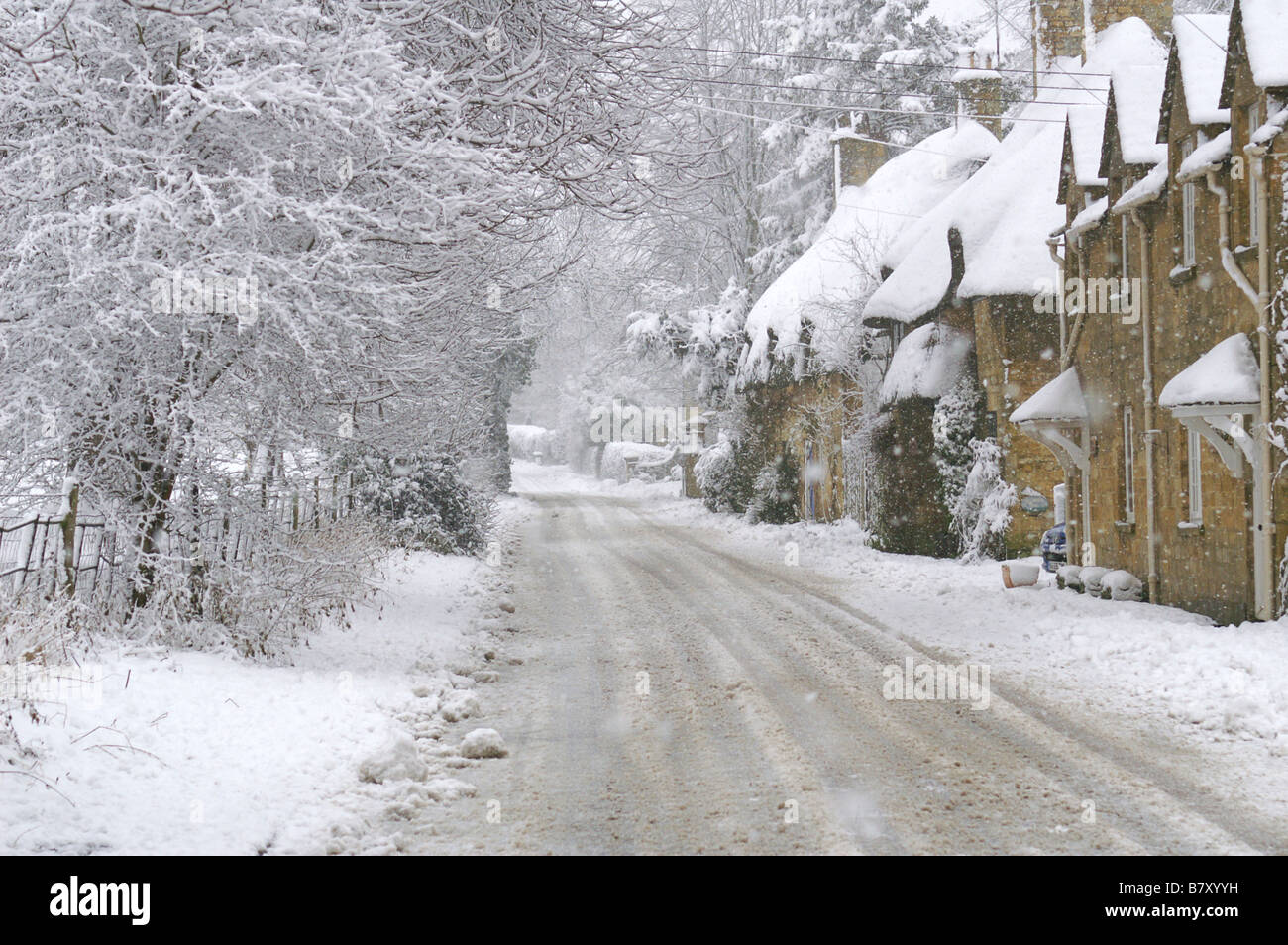 Schön Winter in England. Snowshill Cotswolds, Worcestershire, UK Stockfoto
