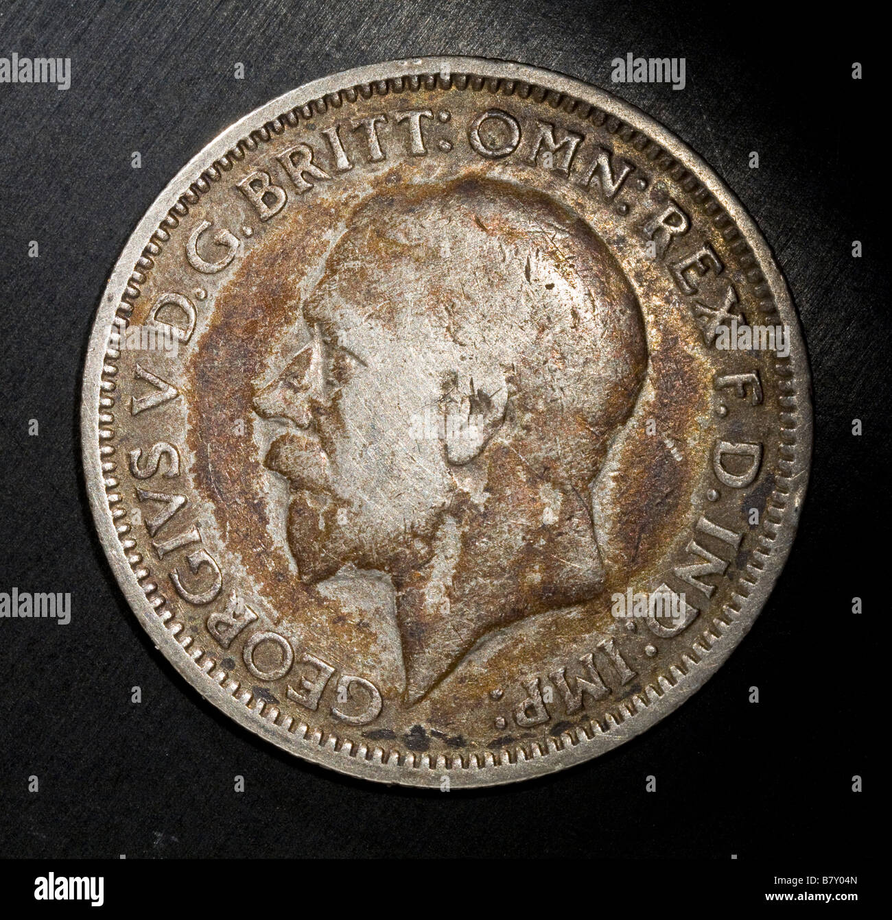 6D Sixpence tanner halbe Schilling King George fünfte V Großbritannien 2,5 moderne pence Stockfoto