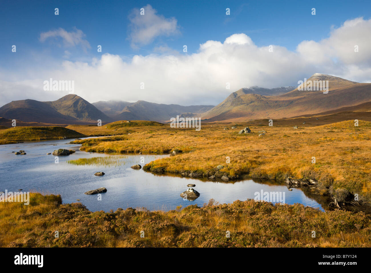 Rannoch Moor und schwarz montieren im Herbst Highlands Schottland Stockfoto