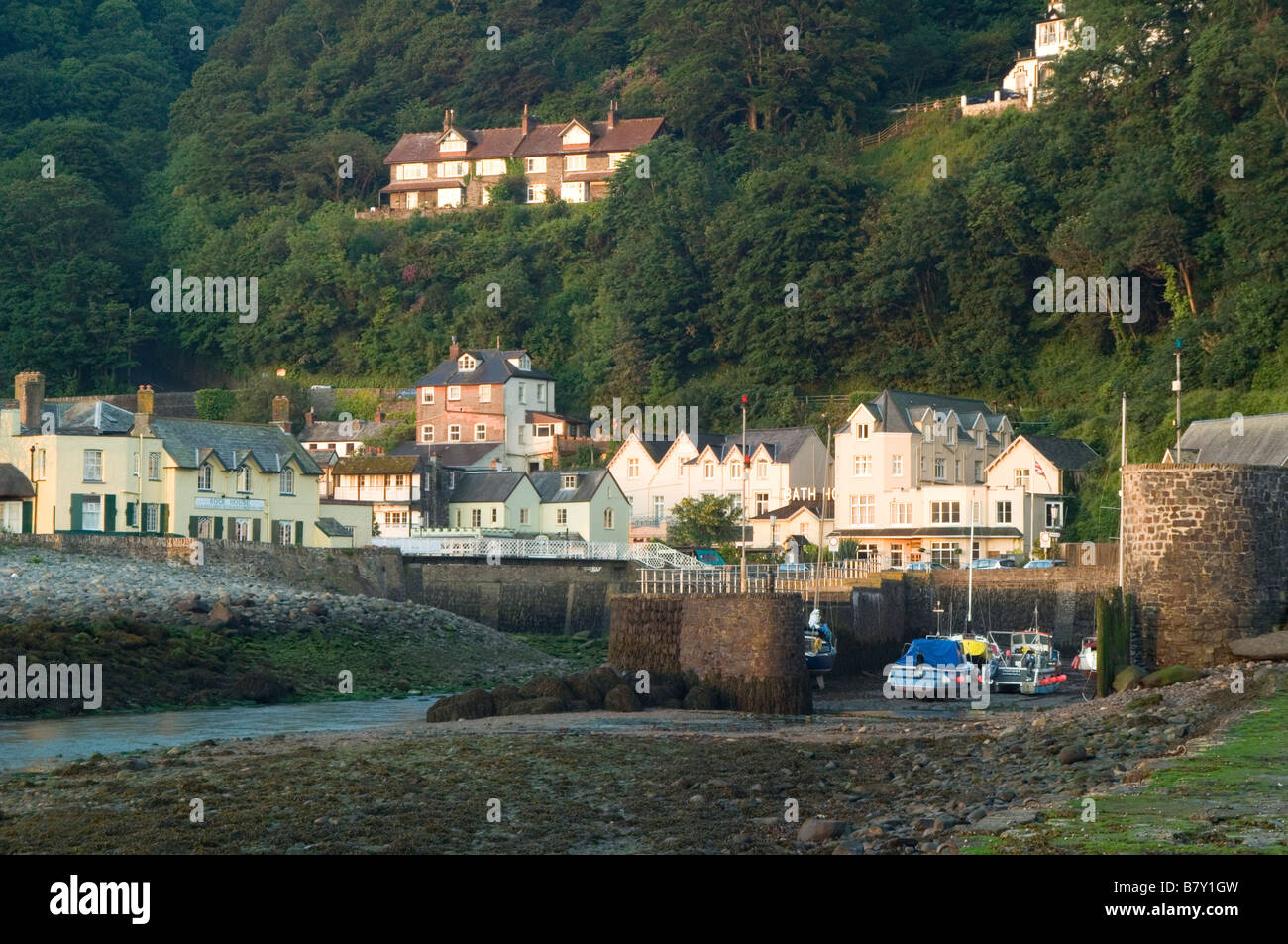 Lynmouth Harbour Devon bei Sonnenaufgang Stockfoto