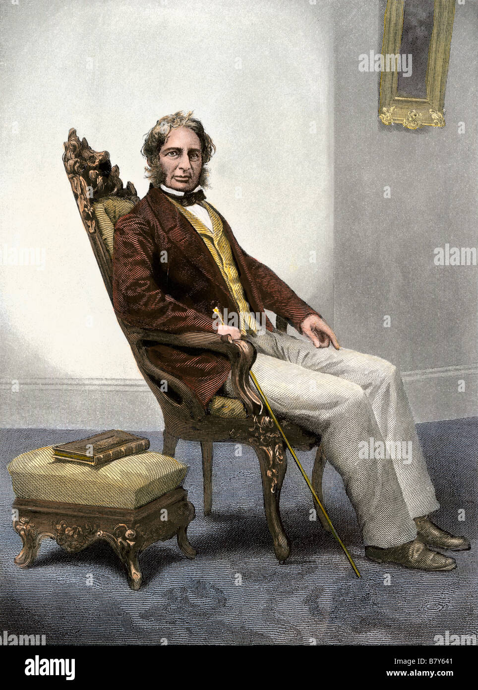 Henry Wadsworth Longfellow. Handcolorierte Stahlstich Stockfoto