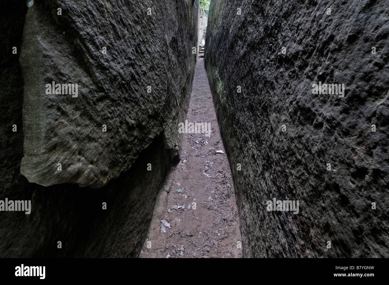 schmalen Spalt in Sandstein Rock Trail Natural Bridge State Park Kentucky Red River Gorge geologischen Bereich im Vorfeld Stockfoto