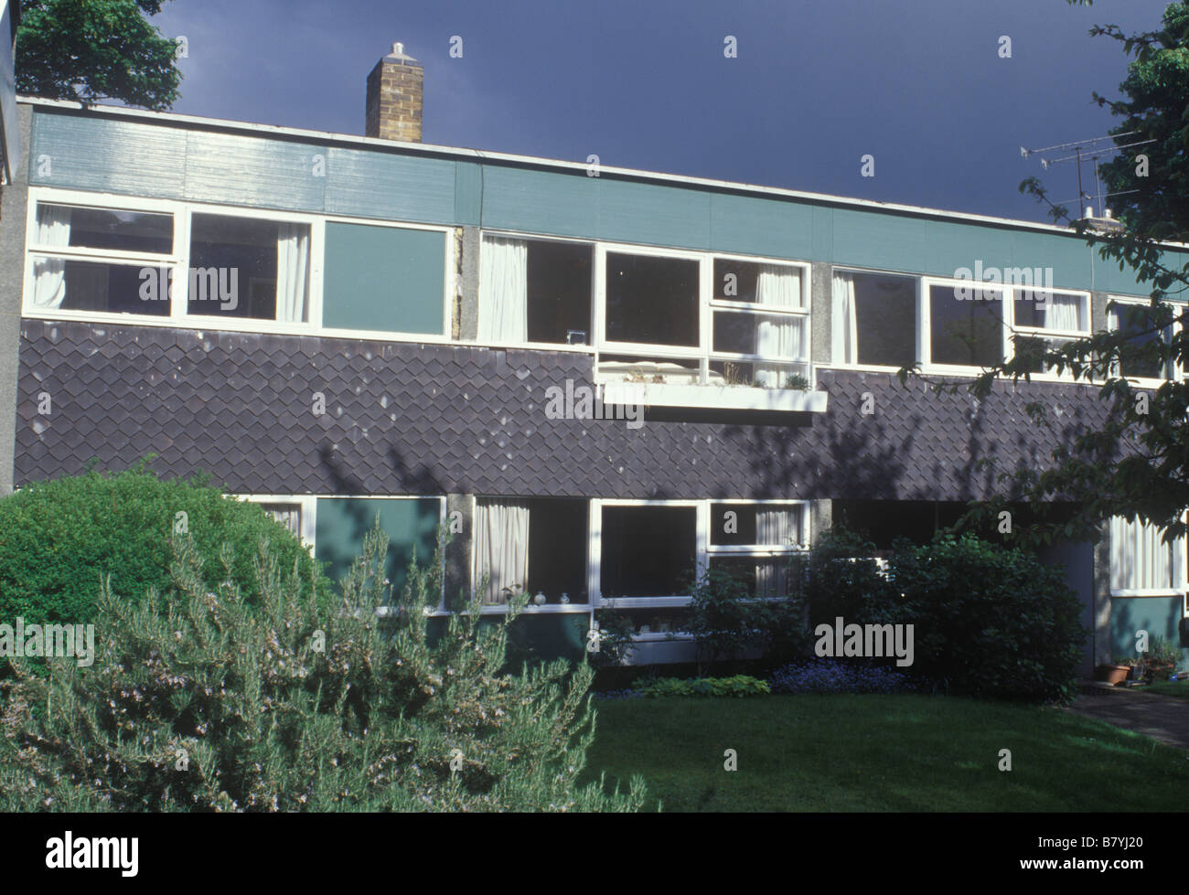 Span Entwicklungen Immobilien Blackheath South London Terrasse Gehäuse einfach Fliesen hängen Landschaft Einstellung Stockfoto