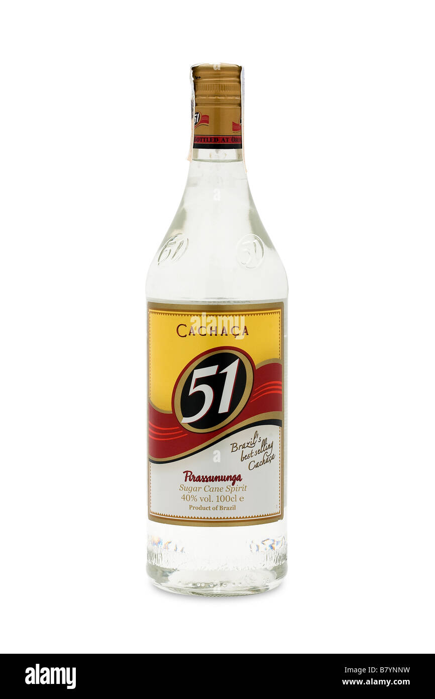 Cachaca 51 Brasilien meistverkaufte Pirassununga Zuckerrohr Geist König brandy reinen Farbe Perle Stockfoto