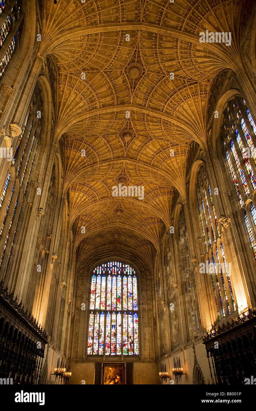 King's College Chapel Cambridge Gewölbedecke, Universität Cambridge, England. Stockfoto