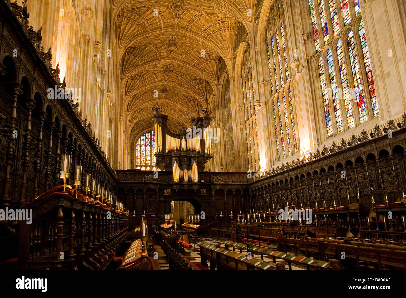 King's College Chapel Cambridge Interior, University of Cambridge, England. Stockfoto