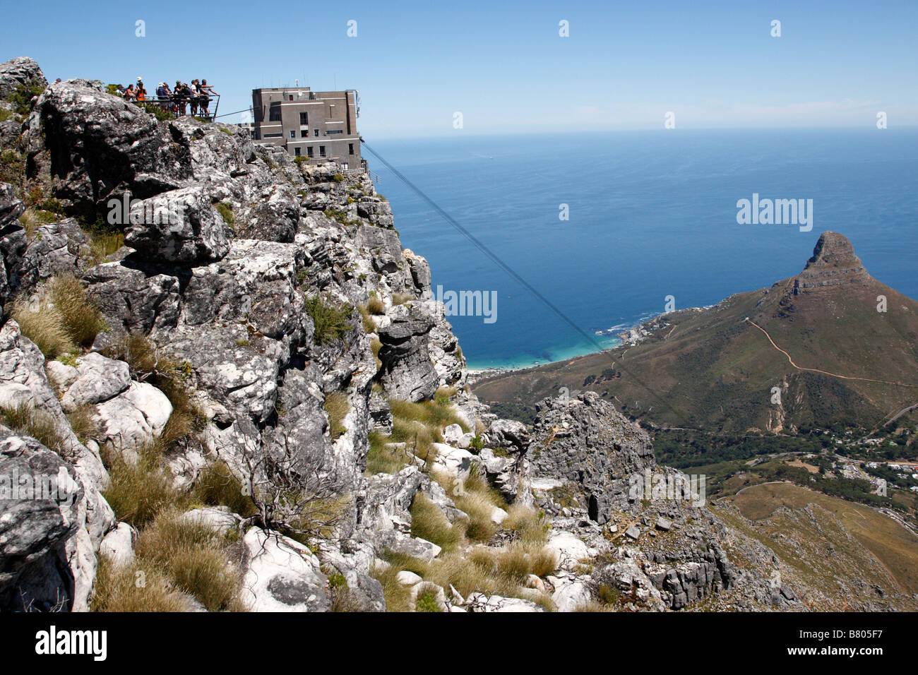 der oberen Seilbahnstation auf dem Gipfel des Table Mountain Kapstadt Südafrika Stockfoto