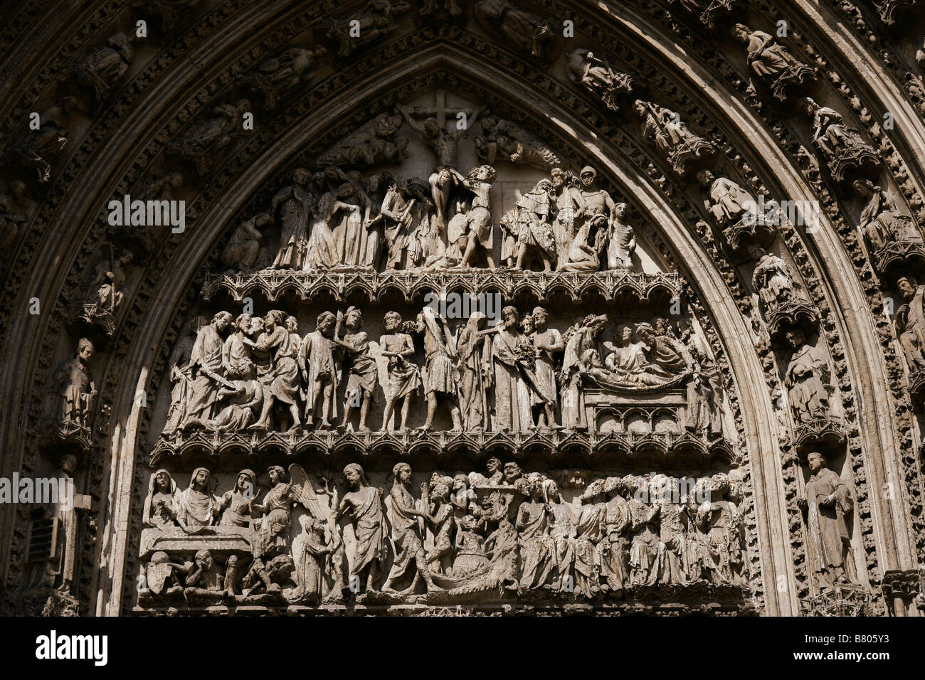 Stone carving-Details der Cathedrale Notre Dame Normandie Rouen Frankreich Stockfoto