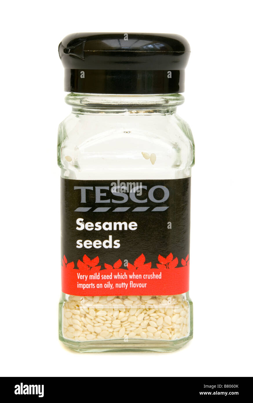 Glas Jar von Tesco Produkte Sesam Stockfoto