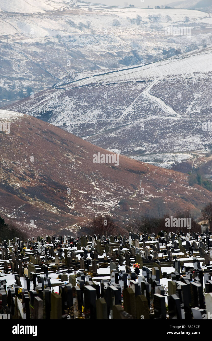 Penrhys Friedhof im Rhondda Valley in Wales. Stockfoto