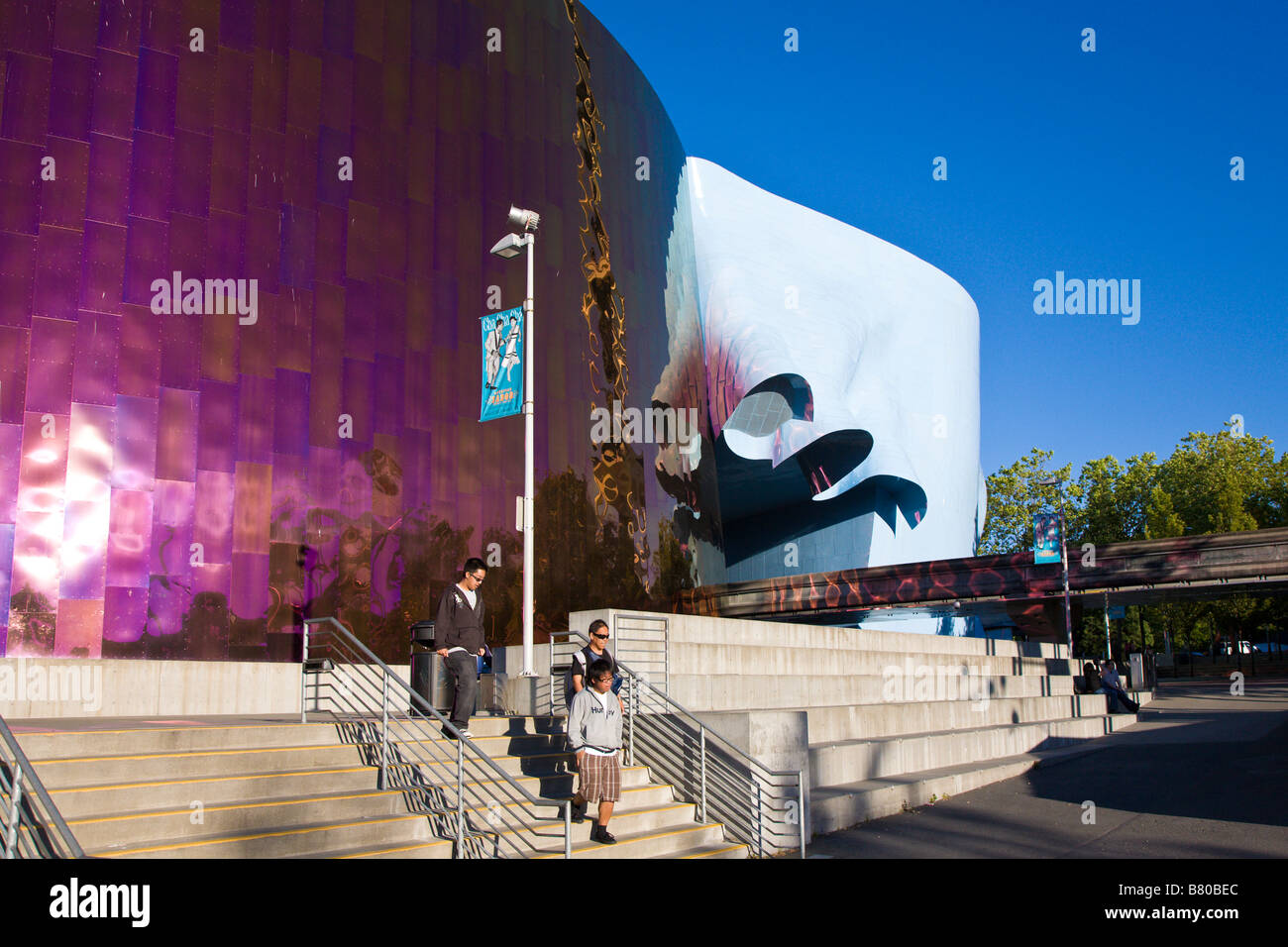 Einzigartige Architektur des Experience Music Project in Seattle Center in Seattle, Washington, USA Stockfoto