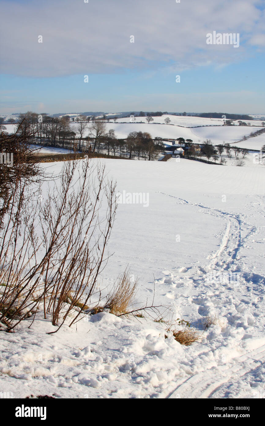 Englische Landschaft im Winter. Dorket Kopf, Nottinghamshire, England, Großbritannien Stockfoto