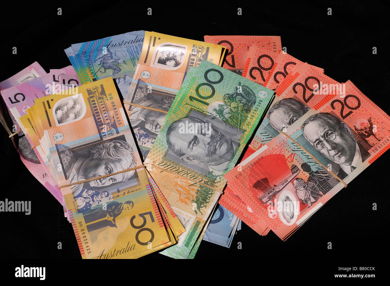 Bündeln von Bargeld Stockfoto