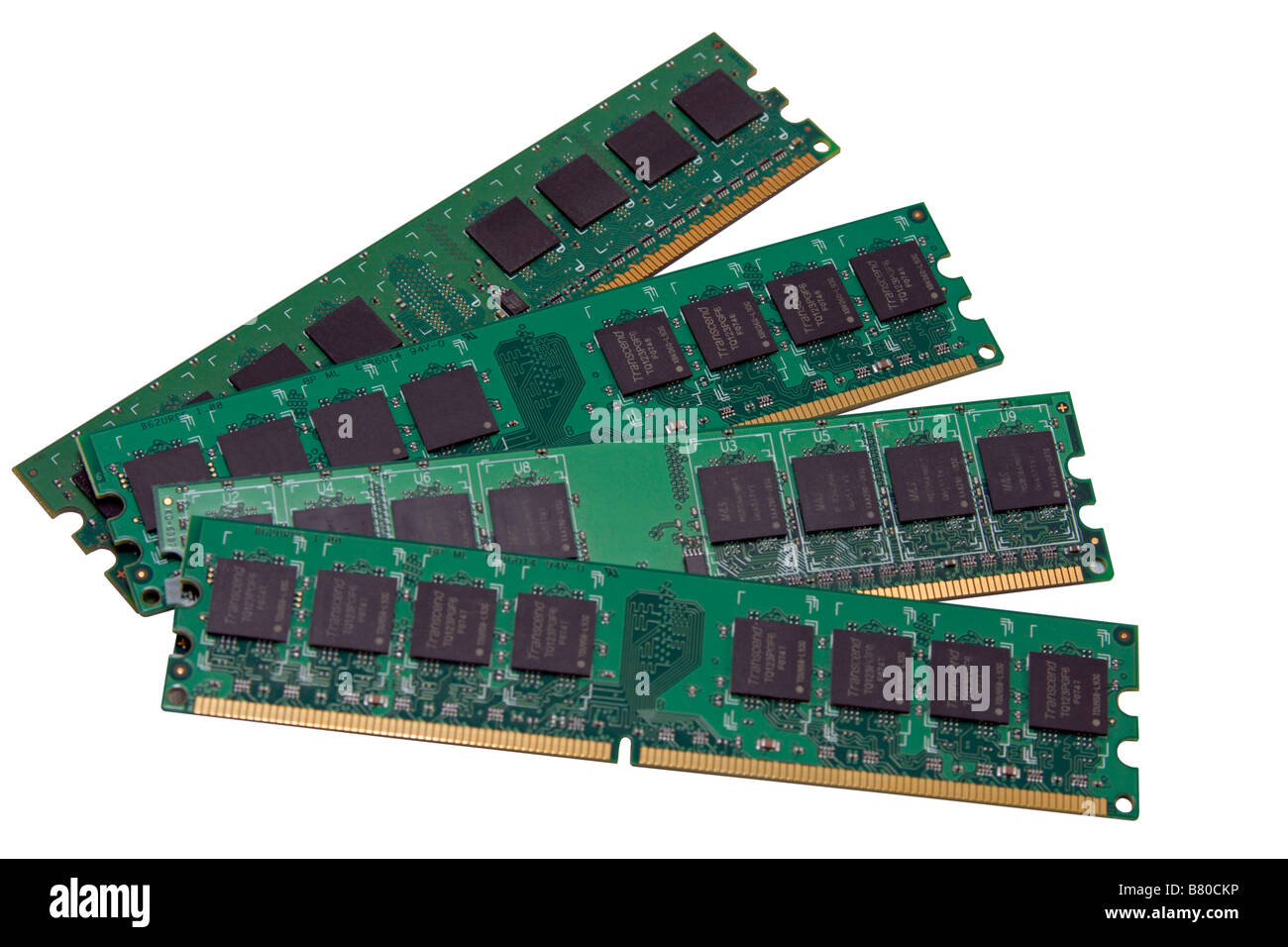 DDR2 Speichermodule von Computer isoliert auf weiss. Stockfoto