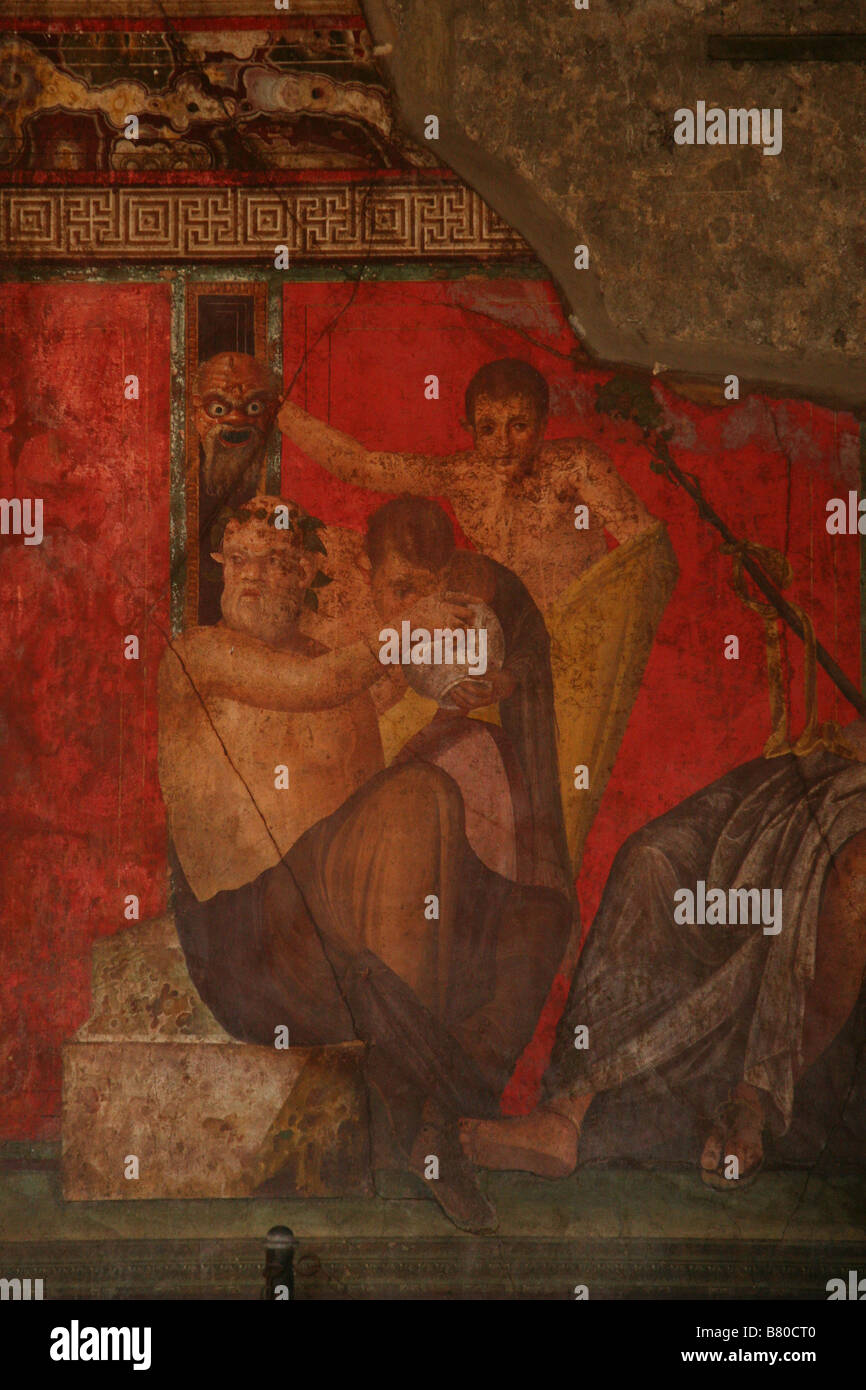 Fresko im Triclinium der Villa der Mysterien in Pompeji, Italien. Stockfoto