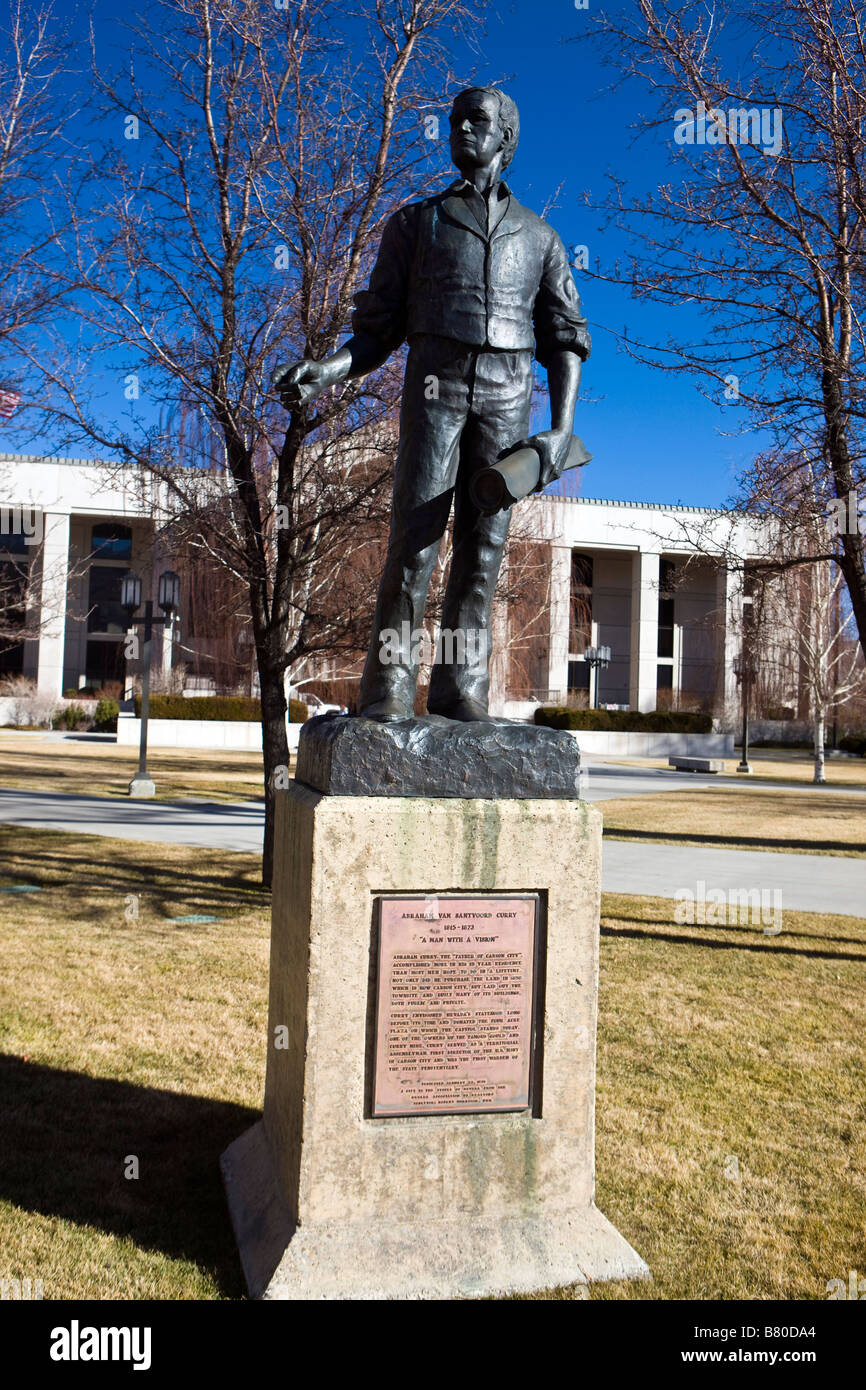Statue von Abraham Van Santvoord Curry vor der Nevada Supreme Court Carson City NV Stockfoto
