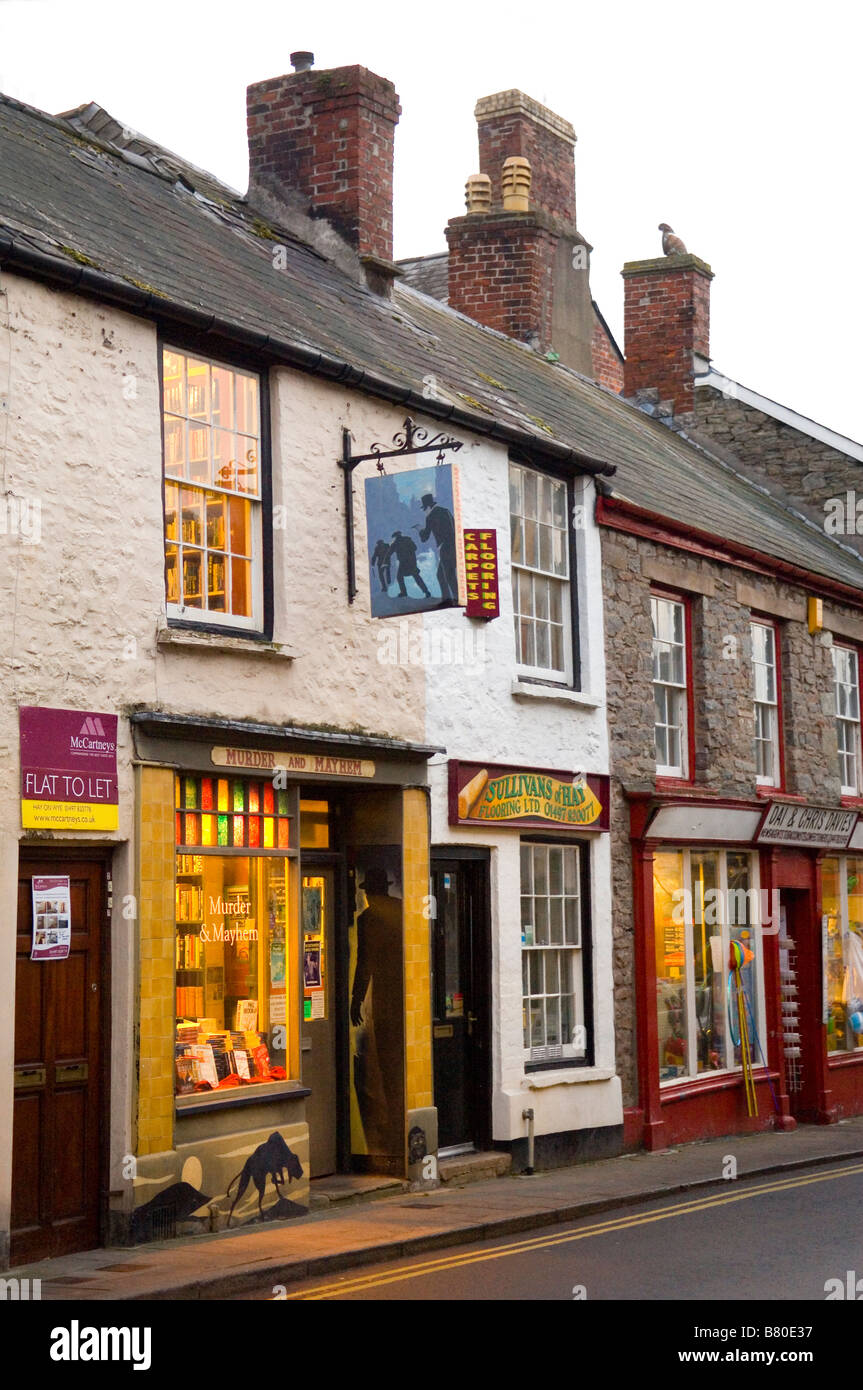 Mord und Chaos Buchhandlung Hay on Wye Wales Großbritannien Europa Stockfoto