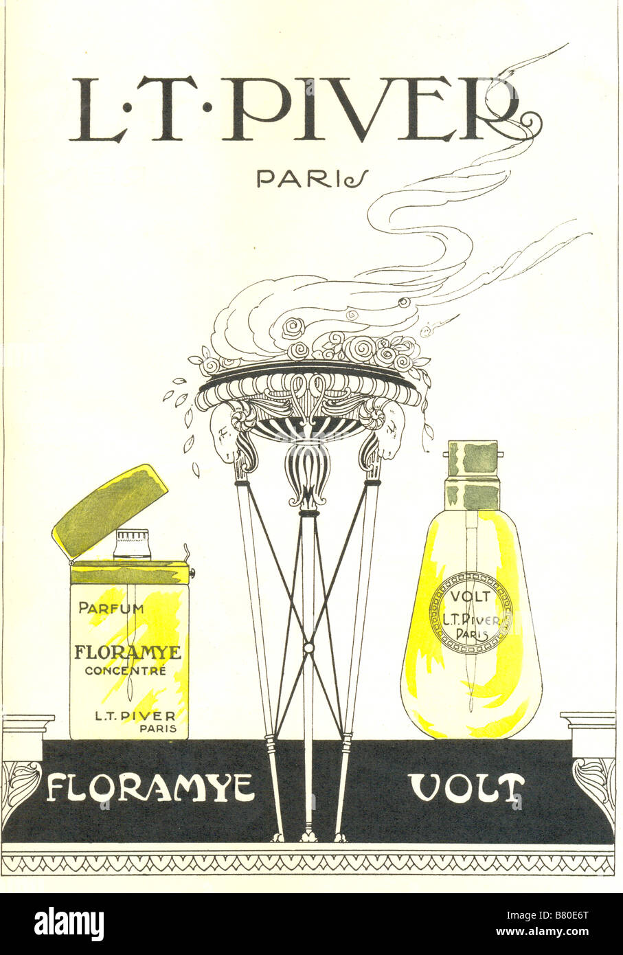 Handkoloriert Werbung für L T Piver, Paris vom Kunst-Gicht-Beaute für April 1923 Stockfoto