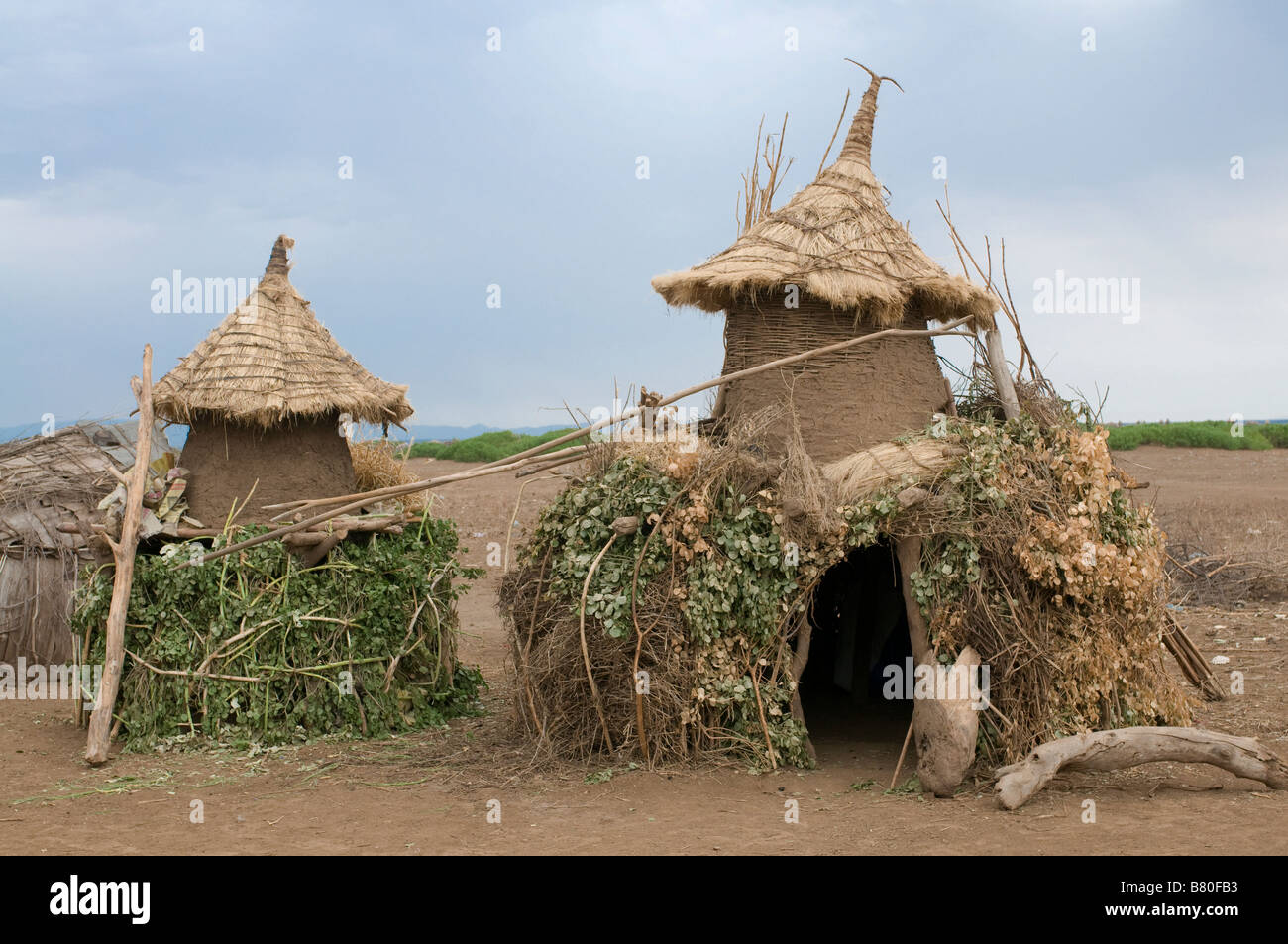 Lagerung-Häuschen aus dem Stamm der Dasanech-Omovalley-Äthiopien-Afrika Stockfoto