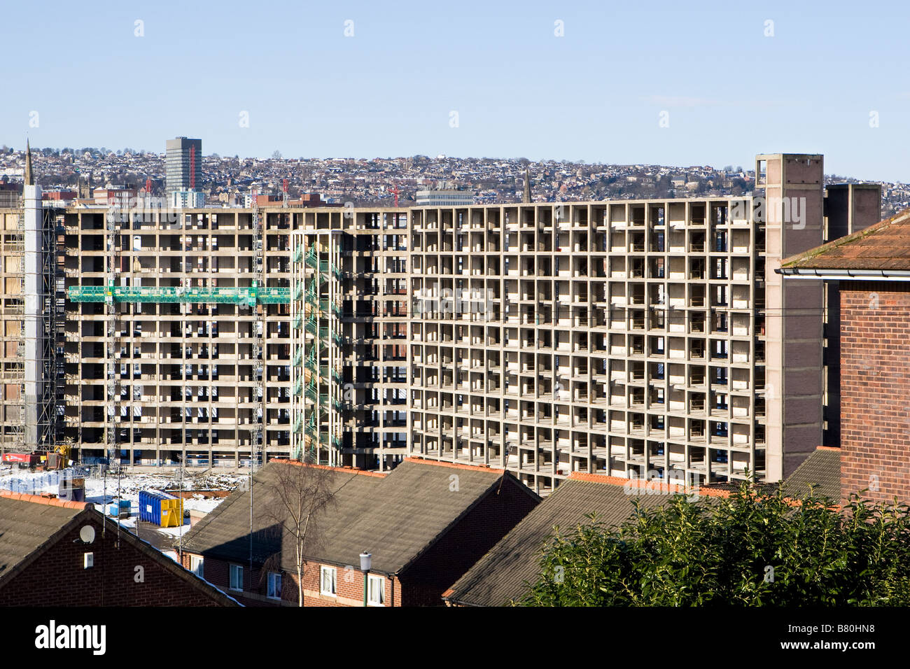 Sanierung von Park Hill Wohnungen in Sheffield einen Rat Wohnsiedlung zwischen 1957 und 1961 gebaut und ein Grad II-Gebäude Stockfoto