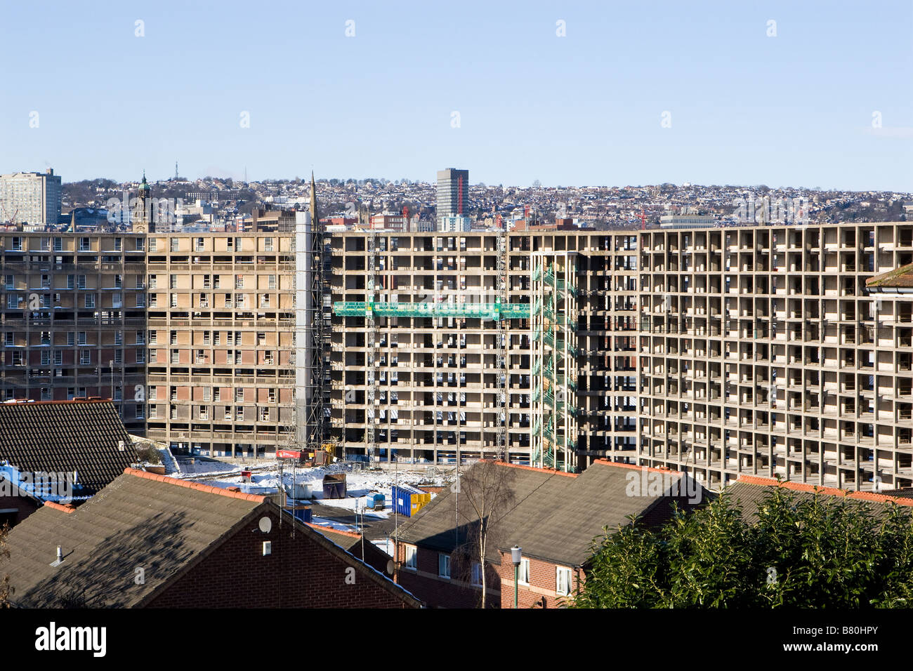 Sanierung von Park Hill Wohnungen in Sheffield einen Rat Wohnsiedlung zwischen 1957 und 1961 gebaut und ein Grad II-Gebäude Stockfoto