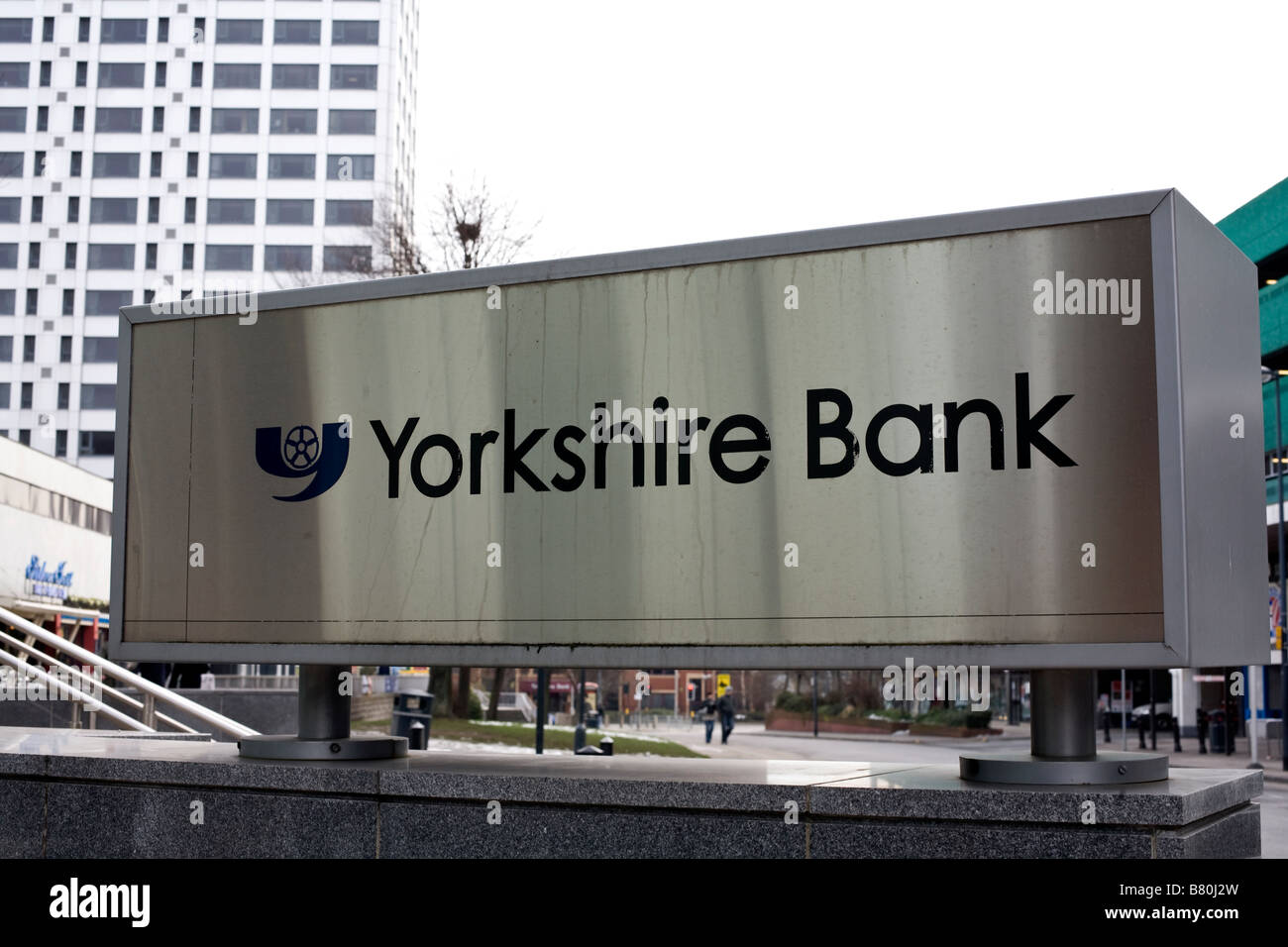 Yorkshire Bank Schild am Hauptsitz Leeds Yorkshire Feb 2009 Stockfoto