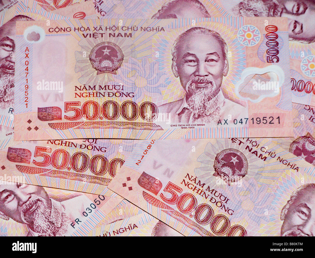 Sammlung von 50000 Vietnamesischer Dong Währung Banknoten JPH0173 Stockfoto