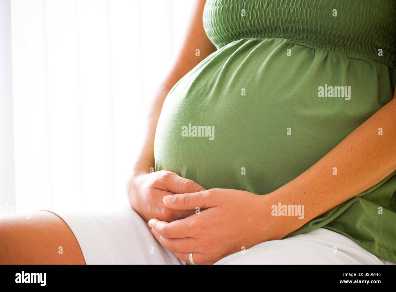 Porträt von schwangeren Bauch Stockfoto