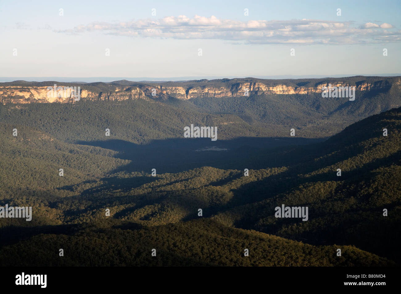 Blick über Jamison Valley vom Echo Point Katoomba Blue Mountains New South Wales Australien Stockfoto